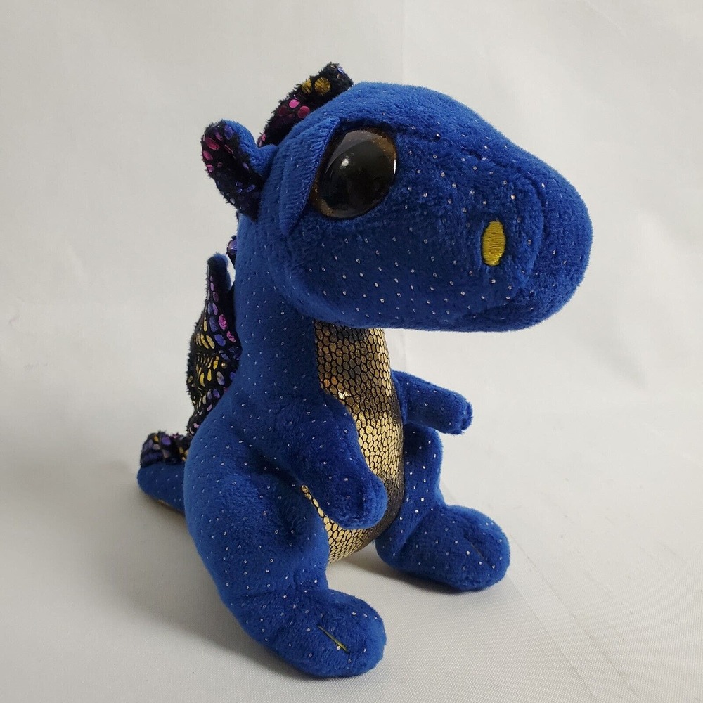 Ty Dragon Plush Saffire Blue Rainbow Glitter Eyes Stuffed Animal 6" - Picture 2 of 11